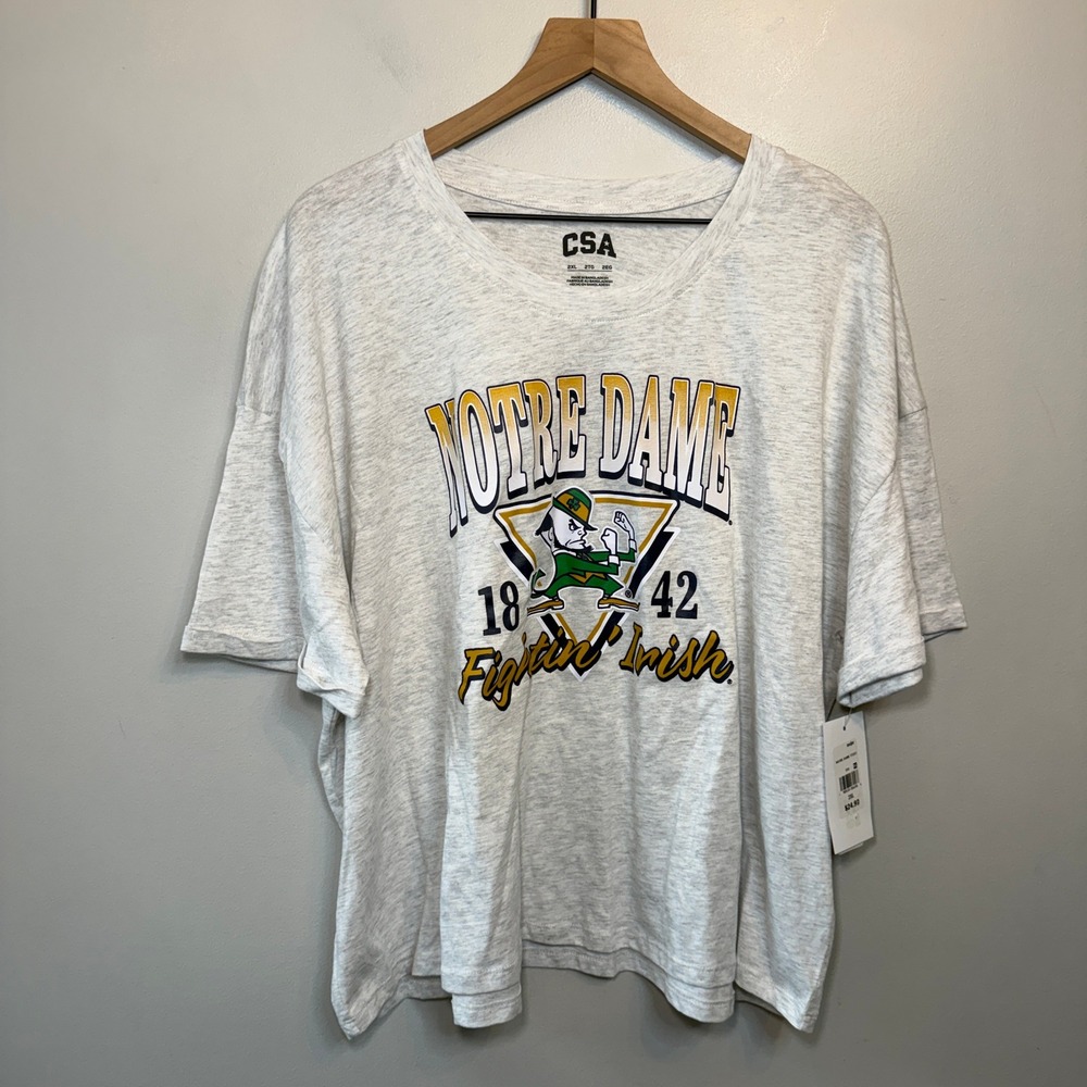 CSA Notre Dame Fighting Irish Heather Gray Graphic T-Shirt Women's 2XL NWT